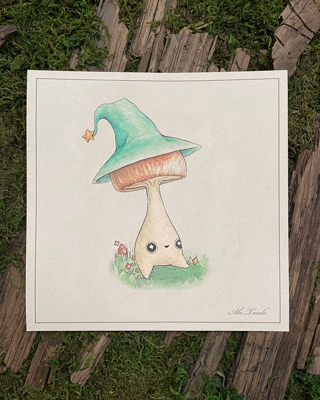 print of magic mushroom wizard
