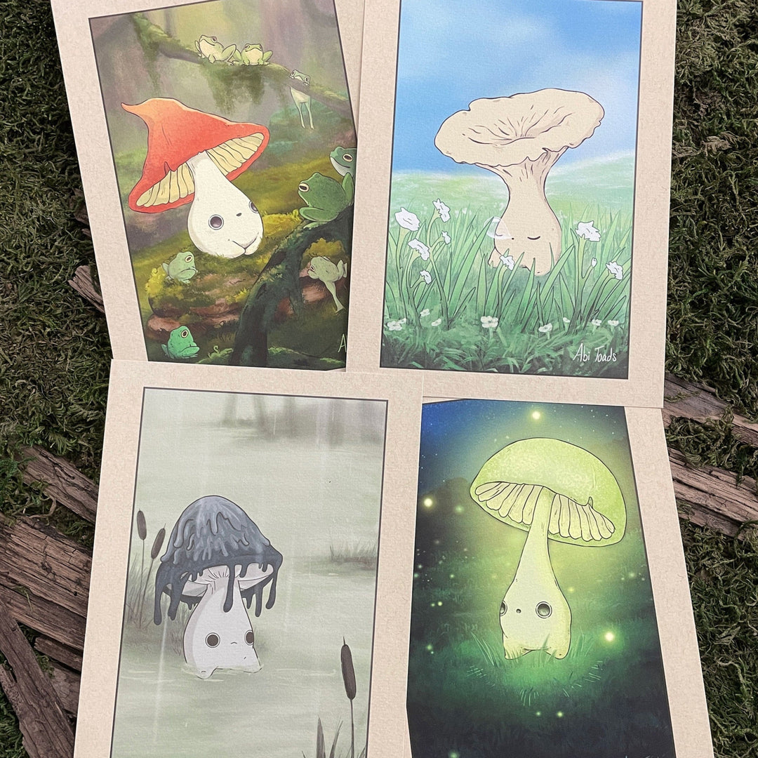 scene of four prints of various abi toads animations