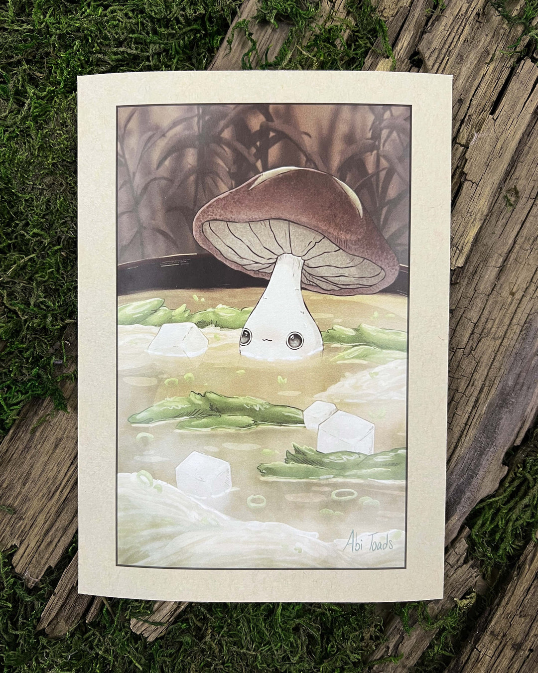 print of mushling in a bowl of soup